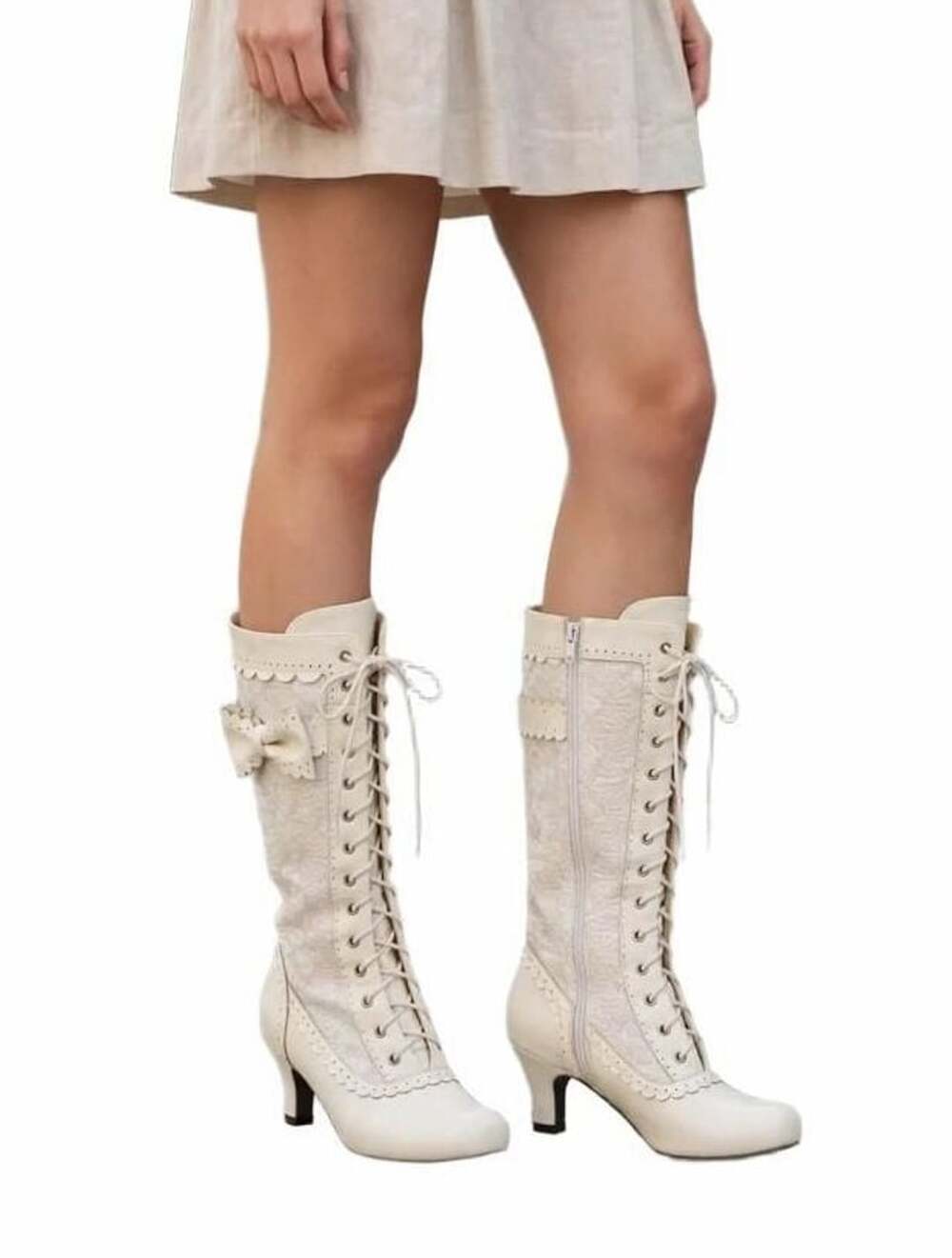 Ellie Shoes 414-Mary Victorian Style Mid-Calf Lace-Up Kitten Heel Boots EU 38